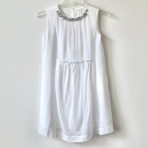 J. Crew Crewcuts 100% Cotton White Silver Rhinestone Collar Sleeveless Dress 10